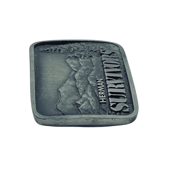 VTG Herman Survivors Silver Tone Belt Buckle W/ Mountain & Forest Design (5786) - Picture 2 of 6